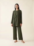 Green Forest, a green textured crepe tunic set by Jannat and Sadaf