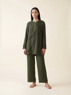 Green Forest, a green textured crepe tunic set by Jannat and Sadaf