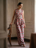 Vintage Blossom, a pink printed raw silk peplum set by Jannat and Sadaf