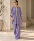 Wisteria pastel purple cotton silk two piece